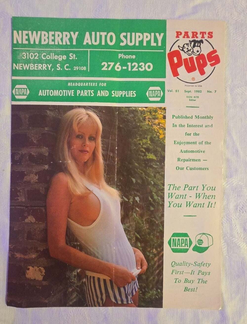 Vintage September 1982 Parts Pups NAPA Auto Newsletter Magazine